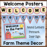 Farm Theme Welcome Banner Pennants Door Sign Letter Poster