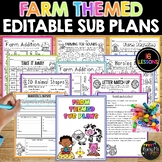 Farm Themed Math and ELAR Editable Sub Plans | NO PREP Activities