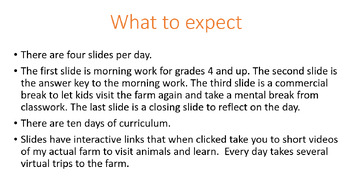 Preview of Farm Themed Morning Work, Brain Breaks, and Closings for all Subjects