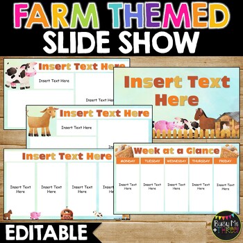 Preview of Farm Themed SLIDE SHOW | Editable | Google Slides Presentation | Farm Animals
