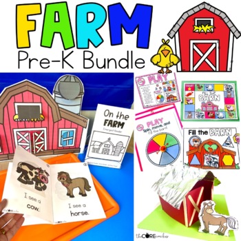 Preview of Farm Themed Unit - Farm Activities Bundle for Preschool and Pre-K