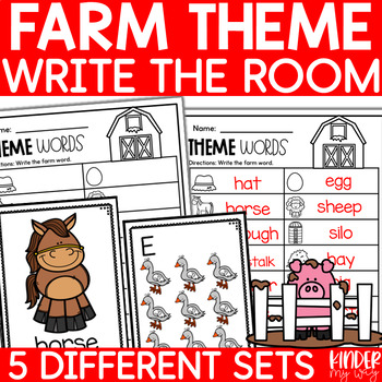 Preview of Farm Write the Room Activities for Kindergarten | Math & Literacy Centers