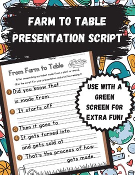 Preview of Farm To Table Research Script (For Green Screen)