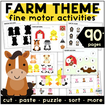 Preview of Farm Animals Activities for Preschool and Toddlers Fine Motor Skills Practice