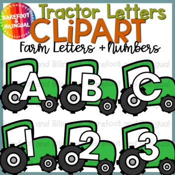 Preview of Farm Tractor Letters and Numbers Clip Art - Farm Letters Clipart - Farm Clipart
