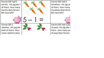 Preview of Farm Unit Pig Subtraction Cards With Record Sheet