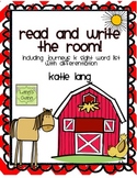 Farm Unit Read and Write the Room-Kindergarten Word List