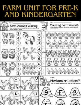 Preview of Farm Unit for Pre-K and Kindergarten with Printables and Activities
