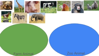 Preview of Farm Vs. Zoo animals interactive slides Kindergarten