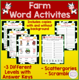 Farm Word Activities - Word Scrambles & Scattergories