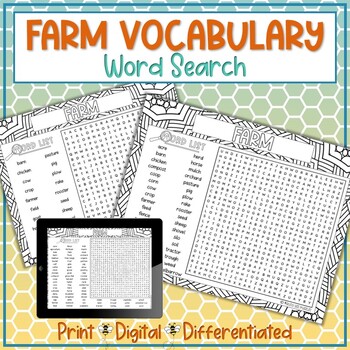 Preview of Farm Word Search Puzzle Activity