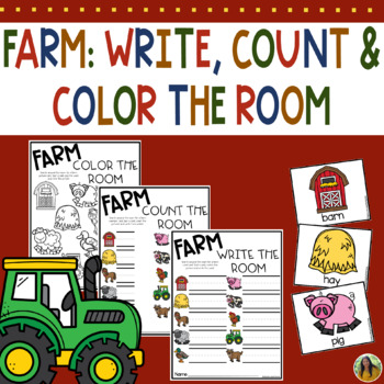 Preview of Farm Write The Room, Count The Room & Color The Room Activities | Low Prep
