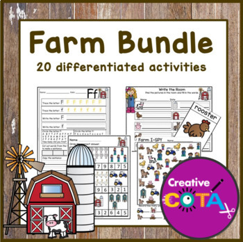 Preview of Occupational Therapy Farm Literacy Math & Writing Worksheets & Activities