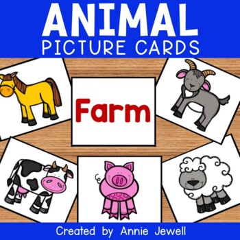 Preview of Animal Picture Cards and Worksheets - Farm, Zoo, Forest, and Ocean Animals