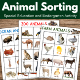 Farm, Zoo and Ocean Animals Sorting Activity for Special E