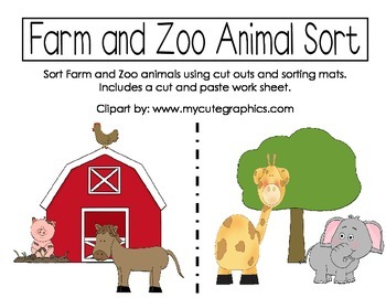 farm and zoo animal sort teaching resources teachers pay teachers