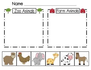 Farm and Zoo Animal Sort by Brown's Hounds | Teachers Pay Teachers