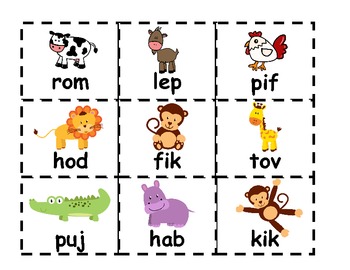 Farm and Zoo Animals: Early Sound Blending CVC Nonsense Words | TPT