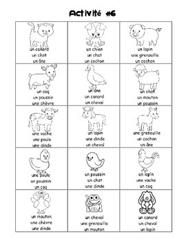 farm animal a la ferme french worksheets by vari lingual