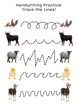 Preview of Farm animal matching printable traceable worksheet 2