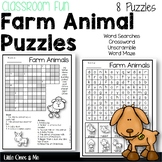 Farm Animals Word Search Puzzles Crossword