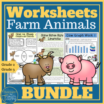 Preview of Farm animals Worksheets BUNDLE  Pig, Cow, Goat, Horse and Sheep