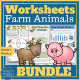 Farm animals Worksheets BUNDLE  Pig, Cow, Goat, Horse and Sheep