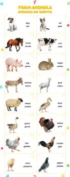 Preview of Farm animals bilingual vocabulary infographic
