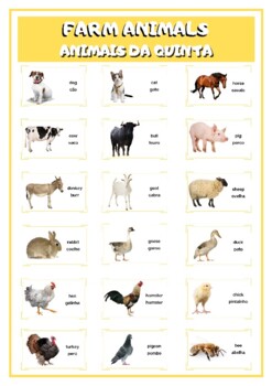 Farm animals bilingual vocabulary poster by Maria C | TPT