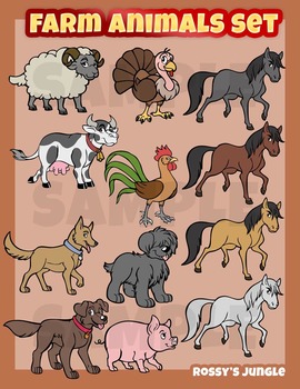 Preview of Farm animals clip art set