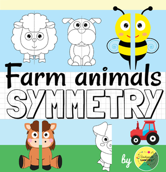 Preview of Spring Farm animals symmetry activity No prep worksheets