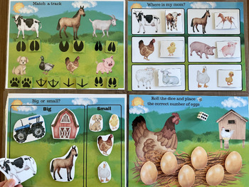Preview of Farm busy book, Toddler Activity binder printable, Farm animals Learning book
