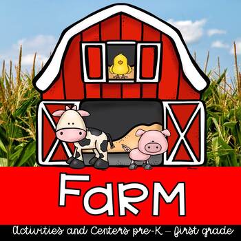 Preview of Farm preschool, kindergarten, 1st theme pack of worksheets, crafts, and centers