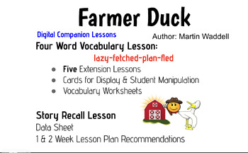 Preview of Farmer Duck Vocabulary & Recall Companion Lessons