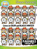 Farmer Kids Spinner Shapes Clipart {Zip-A-Dee-Doo-Dah Designs}