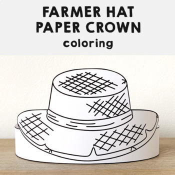 Preview of Farmer Paper Crown Gardener Straw Hat Printable Coloring Craft Activity for kids