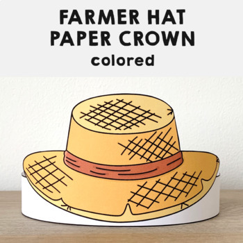 Farmer Paper Crown Gardener Straw Hat Printable Craft Activity Template for  kids