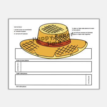 Farmer Paper Crown Gardener Straw Hat Printable Craft Activity
