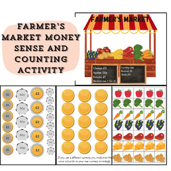 Preview of Farmer market - Money sense and counting practice activity