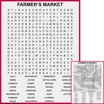 Preview of Farmer's Market Word Search