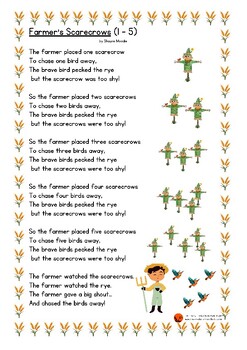 Preview of Farmer's Scarecrows Counting/Number Rhyme for 1 more