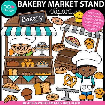 Preview of Farmers Market Bakery Stand Clipart | Bakery Clip Art | Fair Booth Clipart