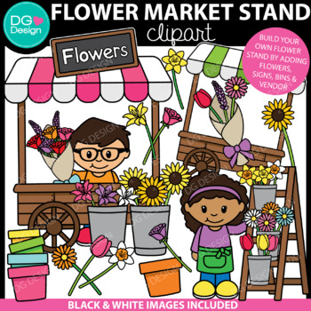 Preview of Farmers Market Flower Stand Clipart | Flower Clip Art | Florist Clipart
