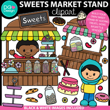 Preview of Farmers Market Sweets Stand Clipart | Candy Clip Art | Sweets Clipart