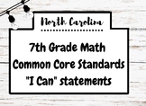 Farmhouse wood 7th Grade NC Math "I can" Statements