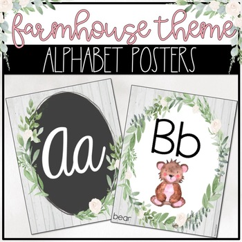 Preview of Farmhouse Theme Classroom Decor: ALPHABET POSTERS