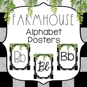 Preview of Modern Farmhouse Posters | Farmhouse ABC Poster | Alphabet Posters with Picture
