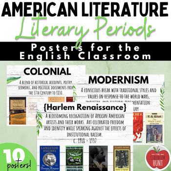 Preview of Farmhouse American Literature Literary Period Posters with Examples