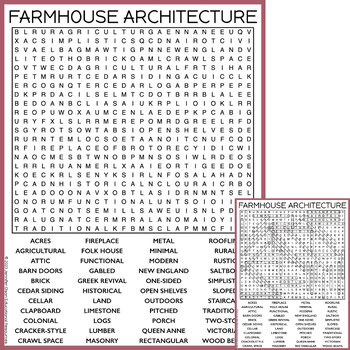 Preview of Farmhouse Architecture Word Search