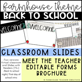 Preview of Farmhouse Back To School Night | First Day of School | Open House Slides Bundle